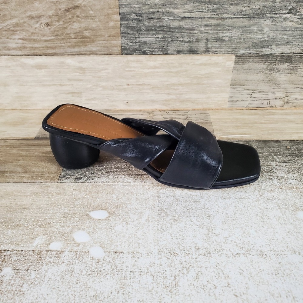 Journee Signature Charlize Womens Mules Sz‎ 6 Black Leather Slip On Block Heel